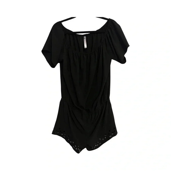 Fabletics‎ black floral cut out romper size Large - Picture 2 of 2